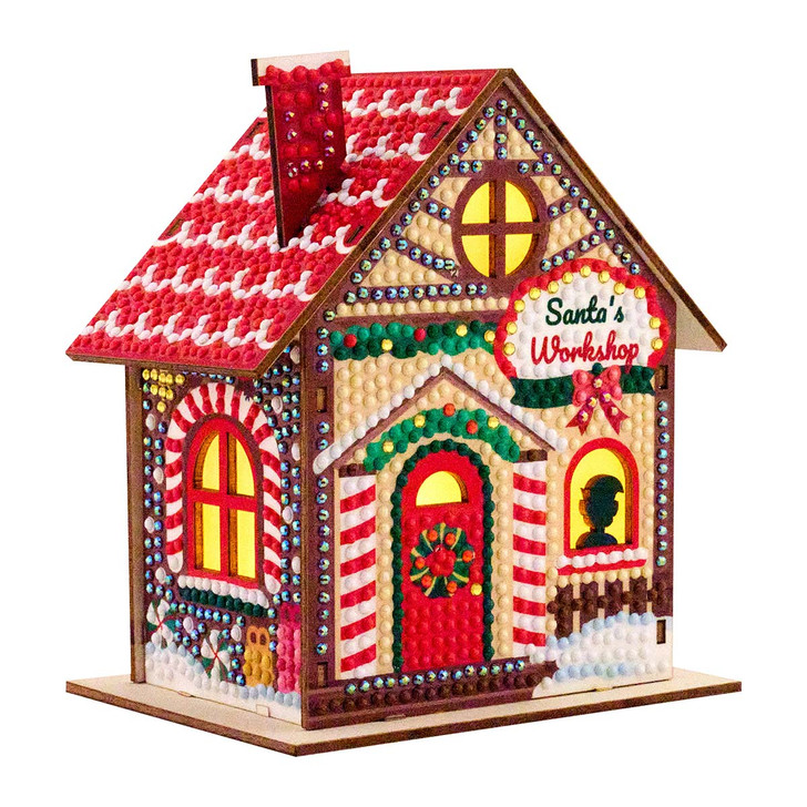 Diamond Art Club Santa's Workshop LED Gem House Diamond Painting