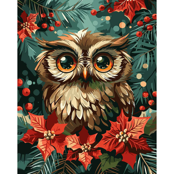 Figured Art  Christmas Owl Paint by Number Kit