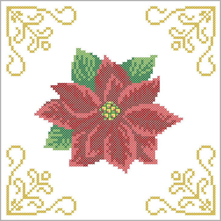 Herrschners Holiday Poinsettia Quilt Block Thread Kit