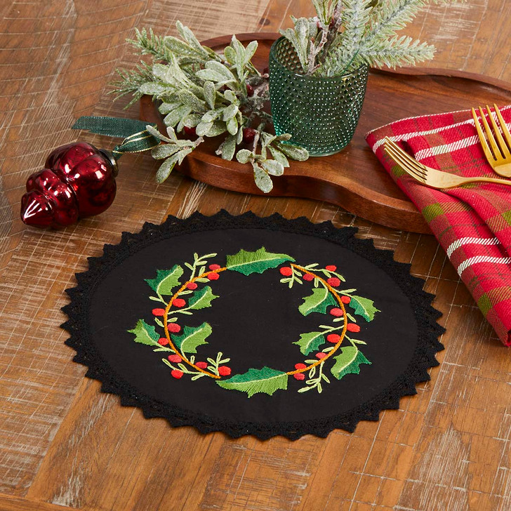 Herrschners Holly Branches Small Lace Doily I Stamped Embroidery Kit