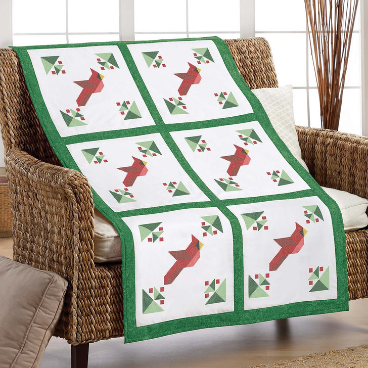 Herrschners Quilted Cardinal Quilt Block Stamped Cross-Stitch