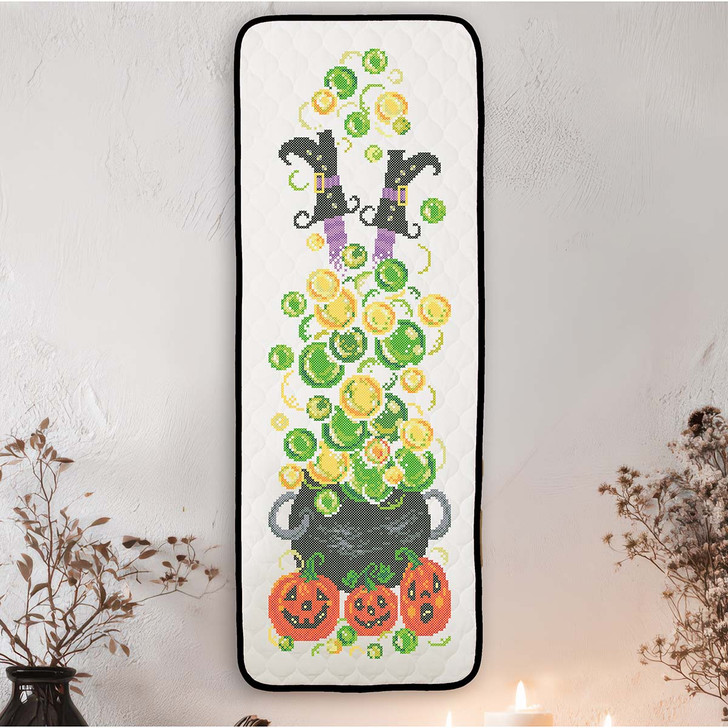 Herrschners Cauldron Bubbles Wall Hanging Stamped Cross-Stitch Kit
