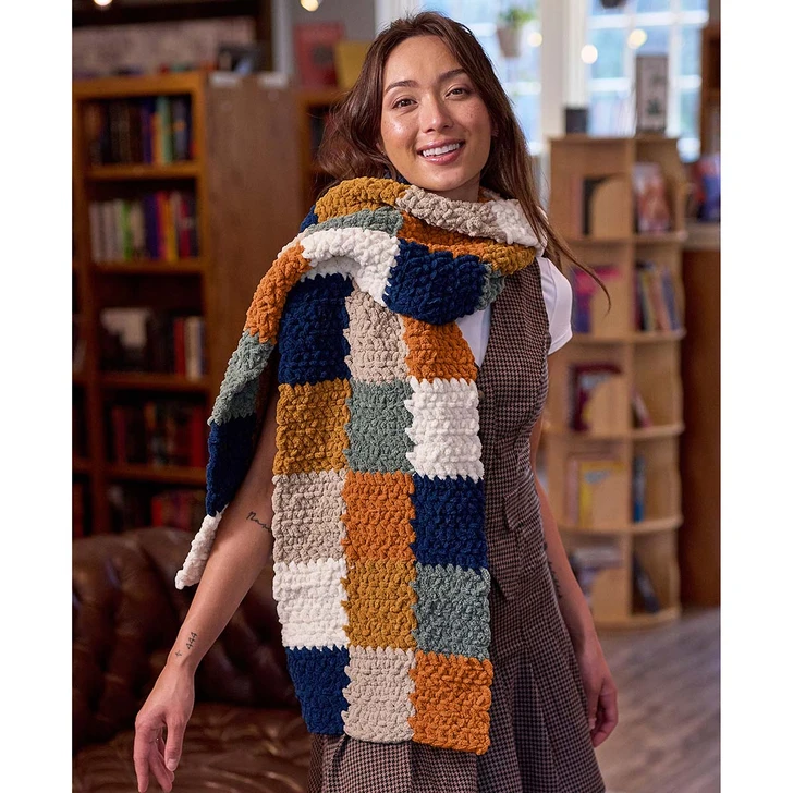 Premier The Cross Checked Scarf Crochet Kit