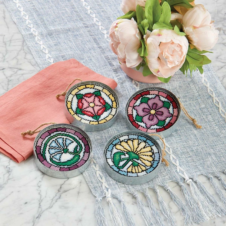 Herrschners Stained Glass Florals Counted Cross-Stitch Kit