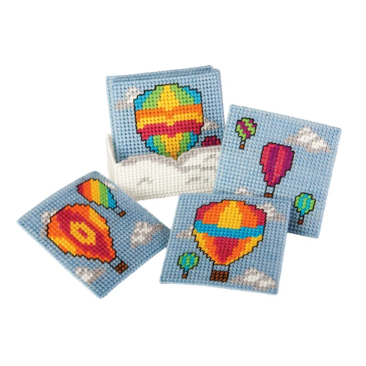 Herrschners Colorful Heights Coasters with Holder Plastic Canvas Kit