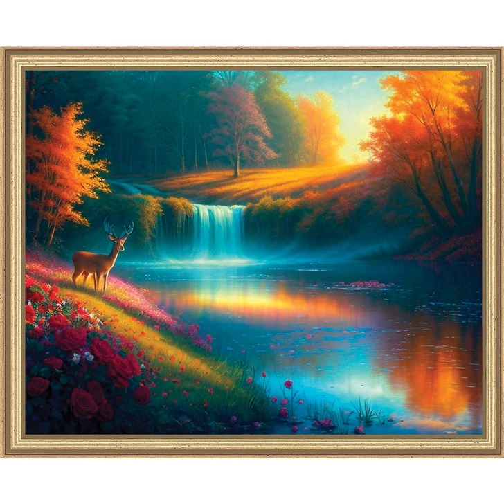 Sunrays Creations Needlearts Deer in Autumn Landscape Counted Cross-Stitch Chart