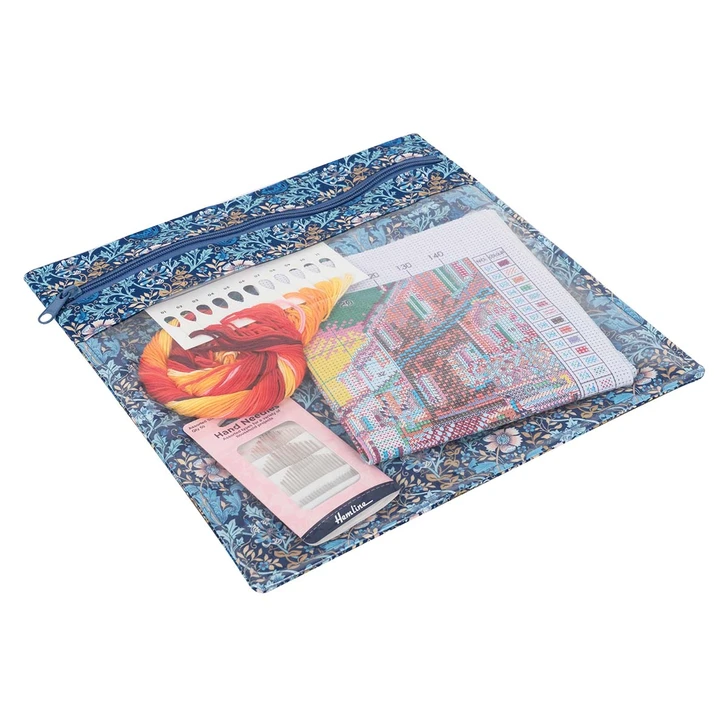 Large Woodblock Floral Project Pouch Accessory