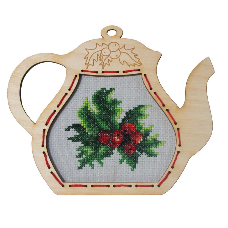 Orchidea Teapot Holly Counted Cross-Stitch Kit