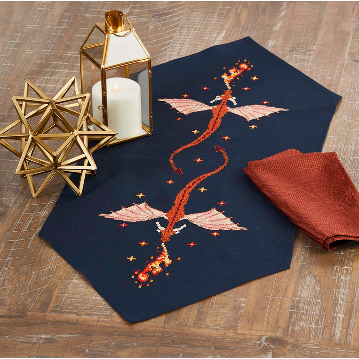 Herrschners Dragons Table Runner Stamped Cross-Stitch Kit