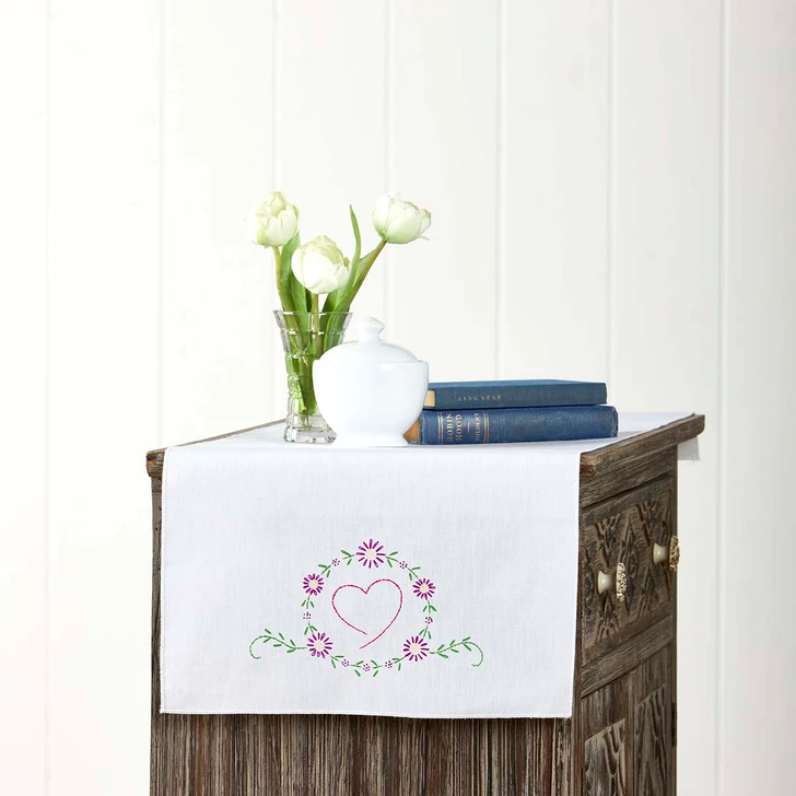 Herrschners Bridal Dresser Scarf Stamped Embroidery