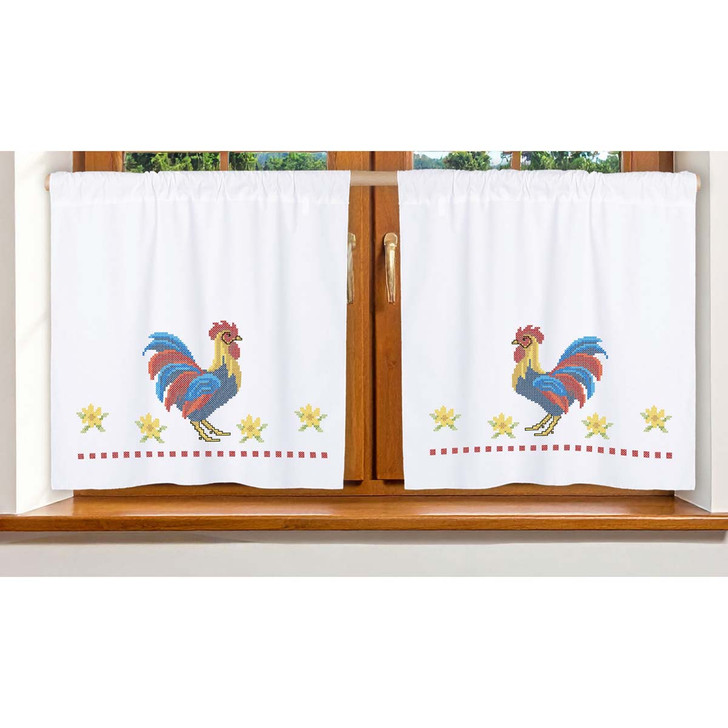 Herrschners Country Sunrise Curtains Stamped Cross-Stitch