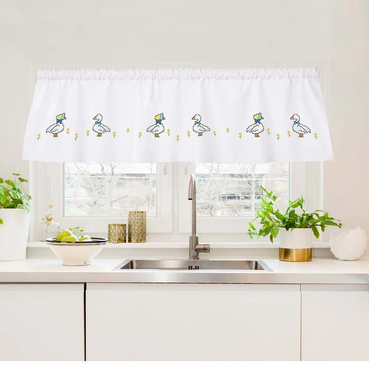 Herrschners Country Goose Valance Stamped Cross-Stitch