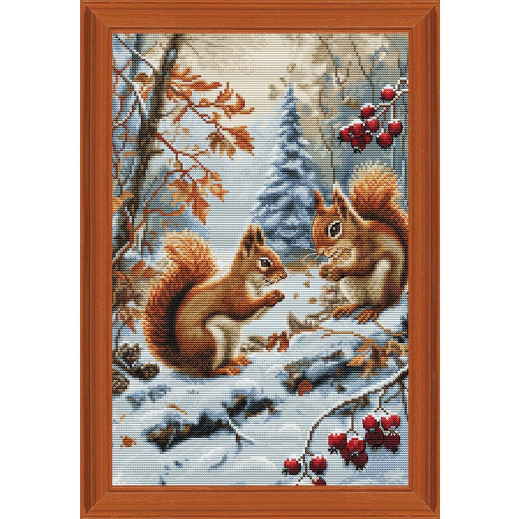 Luca-S Joy of The Squirrels Counted Cross-Stitch Kit