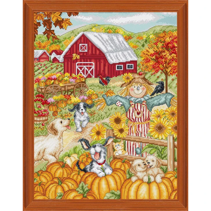 Letistitch Autumn Farm Kit & Frame Counted Cross-Stitch Kit