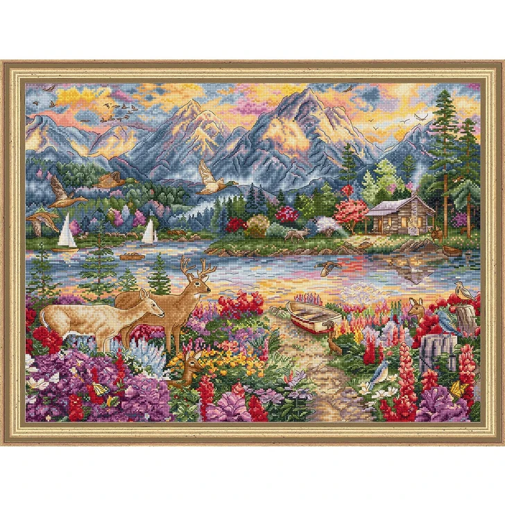 Letistitch Spring Mountain Majesty Kit & Frame Counted Cross-Stitch Kit