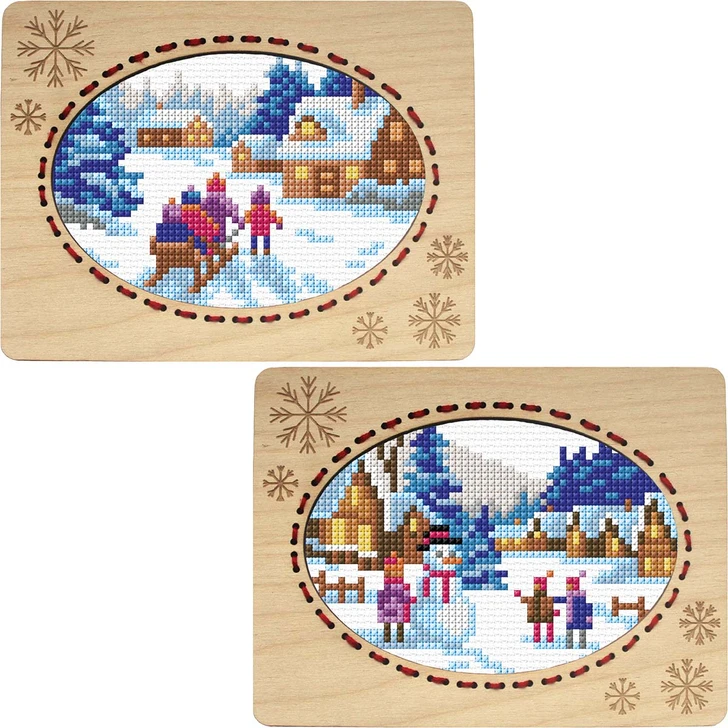 Orchidea Winter Time & Snowman Set of 2 Counted Cross-Stitch Kit