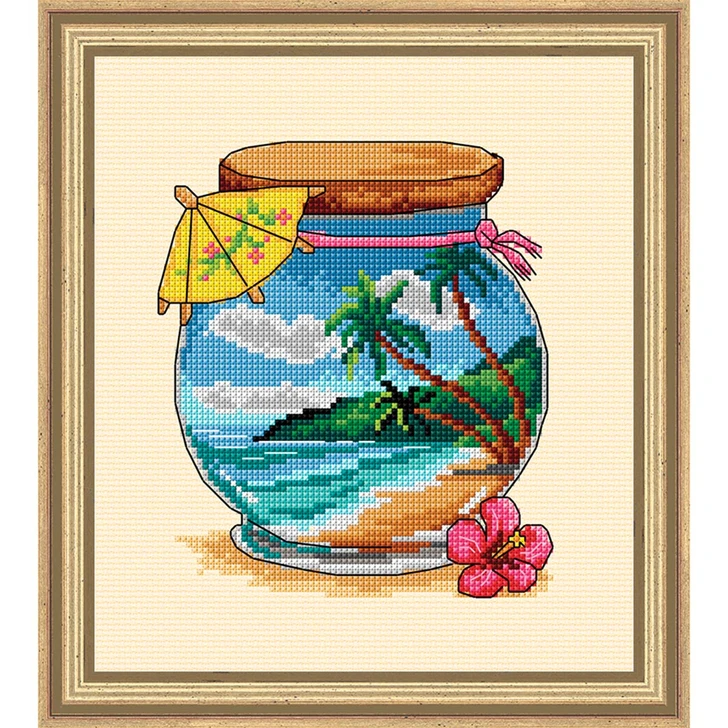 Vacation Memories-Tropical Sea Kit & Frame Counted Cross-Stitch Kit