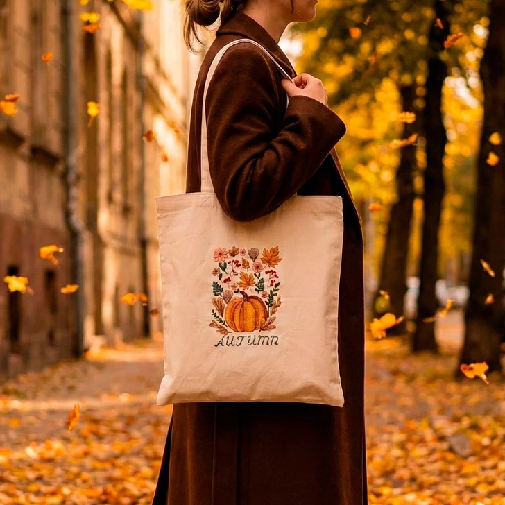 Abris Art Autumn's Here Tote Bag Counted Cross-Stitch Kit