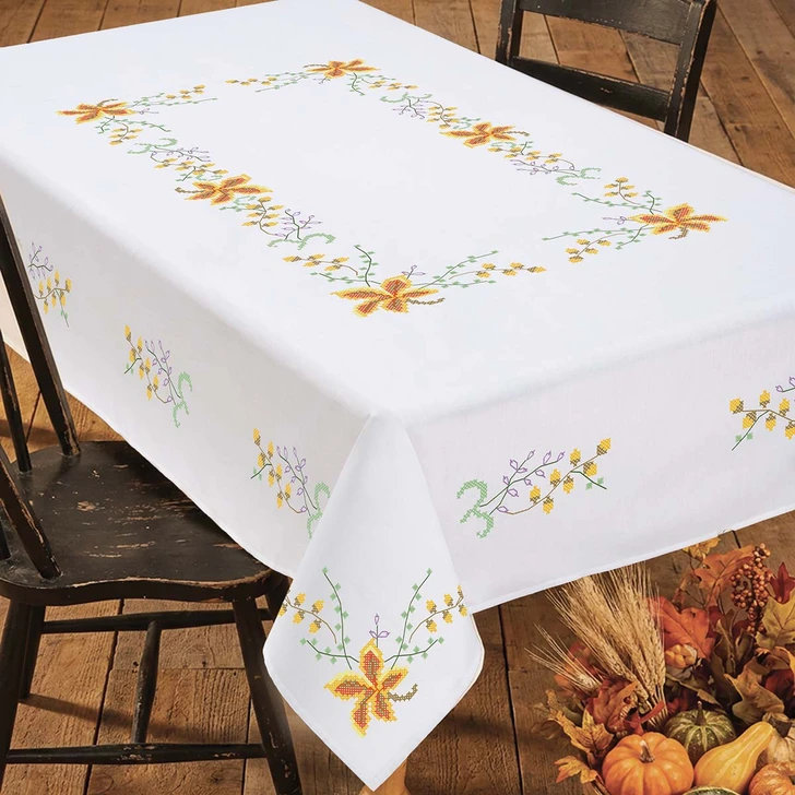 Herrschners Autumn Abundance Tablecloth Stamped Cross-Stitch