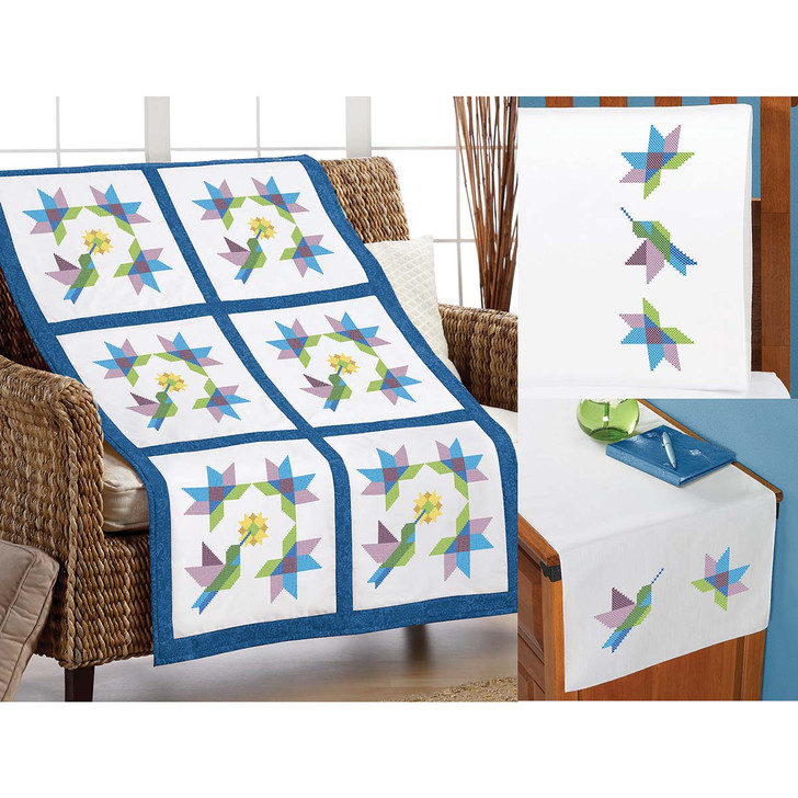 Herrschners Quilted Hummingbird Collection Stamped Cross-Stitch