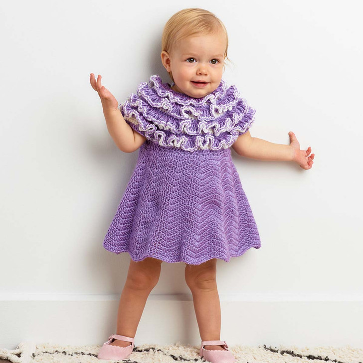 Bernat Ruffle Yoke Baby Dress Crochet Kit