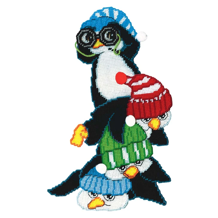 Design Works Penguin Pile Wall Hanging Plastic Canvas Kit