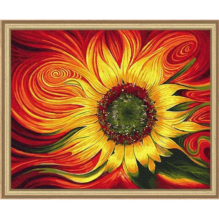 Adbrain Fire Sunflower Kit & Frame Paint by Number Kit