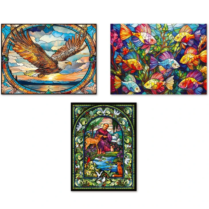 SunsOut Beta Fish, Flying Eagle & St. Francis, Set of 3 Jigsaw Puzzle