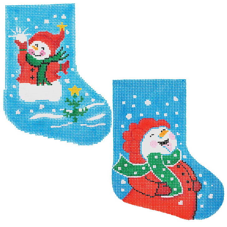 Happy Snowman & Snow Magic Stockings Needlepoint Canvas