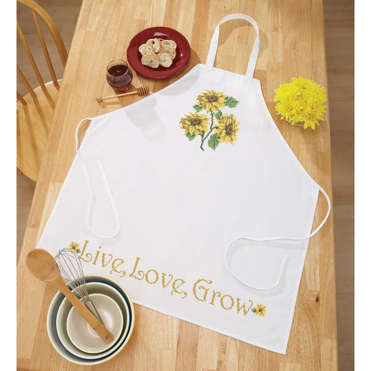 Herrschners Live, Love, Grow Apron Stamped Cross-Stitch