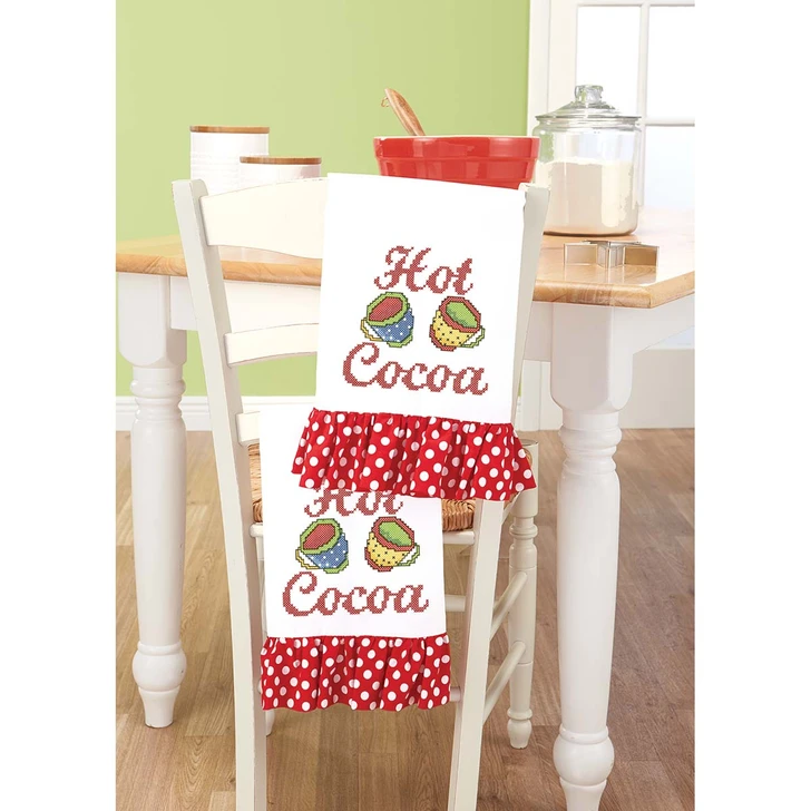 Herrschners Cozy Cocoa Towel Pair Stamped Cross-Stitch