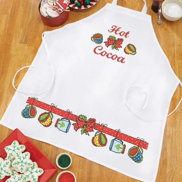 Herrschners Cozy Cocoa Apron Stamped Cross-Stitch