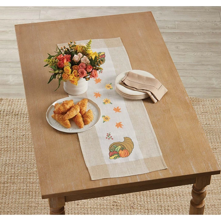 Herrschners Harvest Bounty Table Runner Stamped Cross-Stitch Kit