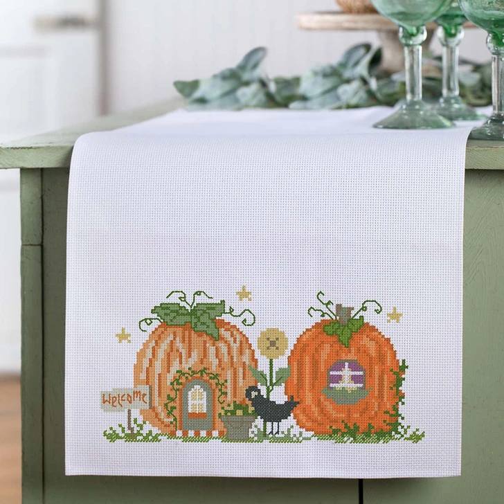 Herrschners Pumpkin Cottages Table Runner Free Download