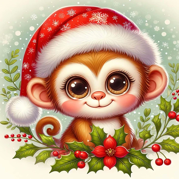 Dotty Designs Christmas Monkey Card Diamond Painting