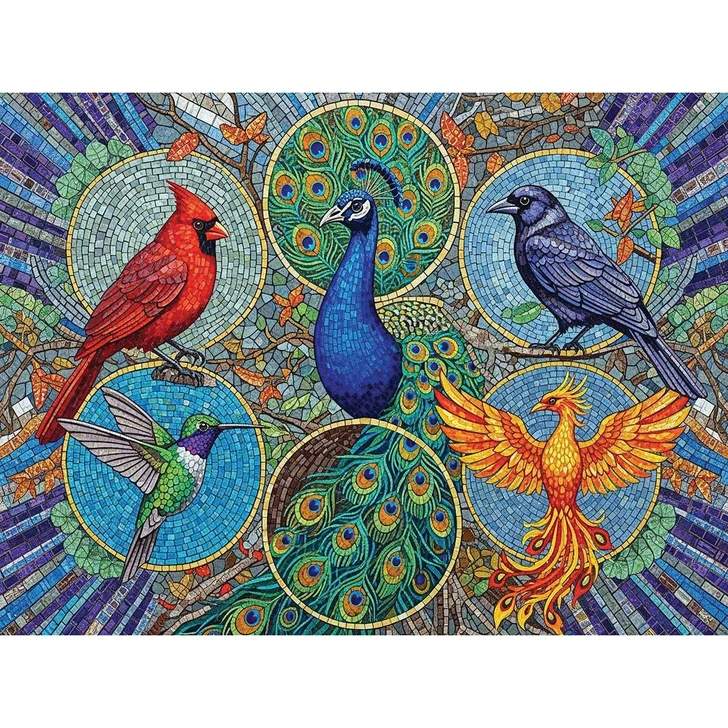 Karmin International Mosaic Bird Collage Jigsaw Puzzle