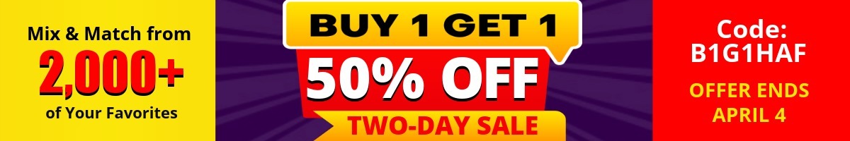 Mix & Match from 2,000+ of Your Favorites - Buy One, Get One 50% Off Two-Day Sale - Code: B1G1HAF - Offer ends April 4. 
