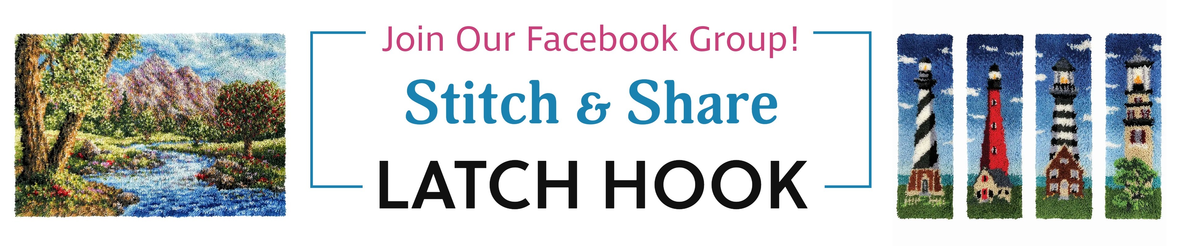 Join our Facebook group! Stitch & Share Latch Hook - Images: Herrschners Turkey Grove Latch Hook Kit & Herrschners Sunflower Delight Latch Hook Kit