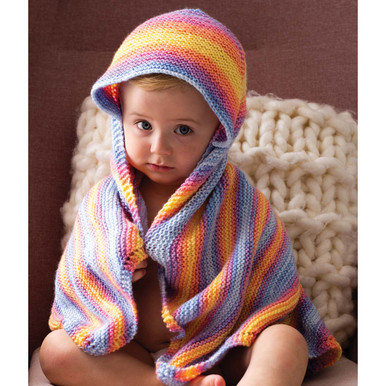 Rainbow Hooded Afghan in Lion Brand Ice Cream - L90141 - Downloadable PDF
