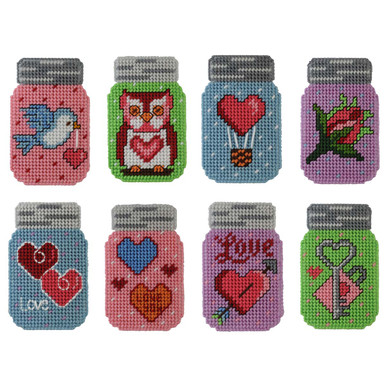 Herrschners Filled With Love Mason Jar Ornaments Plastic Canvas Kit