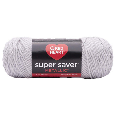 Lot of 4--Red Heart Super Saver Metallic Yarn, (White/Fuschia