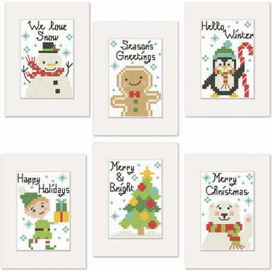 Herrschners Winter Festivities Greeting Cards Stamped Cross-Stitch Kit