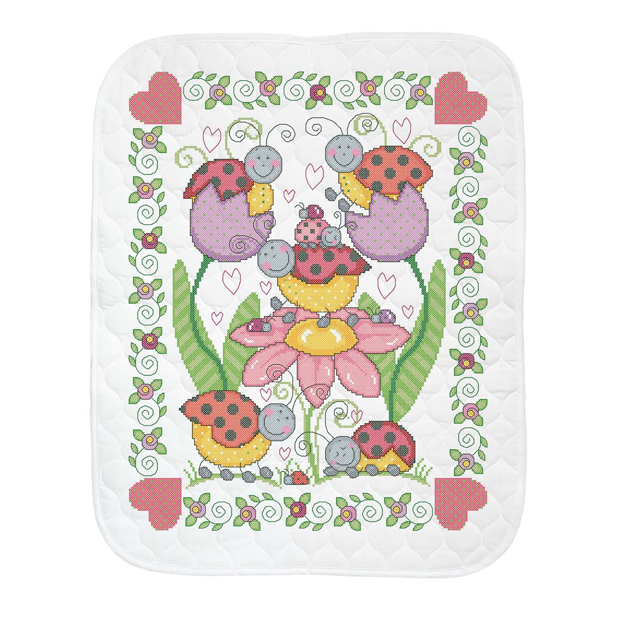 Herrschners Lovely Ladybugs Baby Quilt Stamped Cross-Stitch