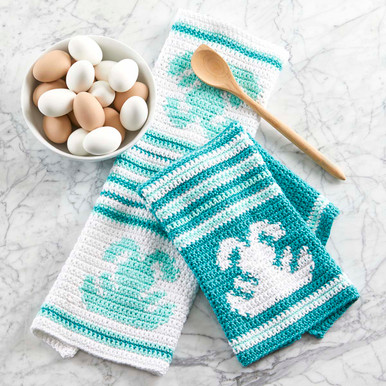 Village Yarn Spring Towels & Flower Dishcloth Set Crochet Kit