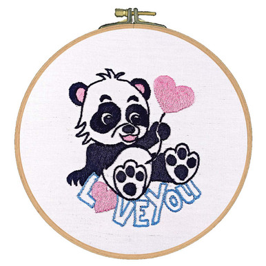 Herrschners Panda on the Moon Hoop Stamped Embroidery Kit