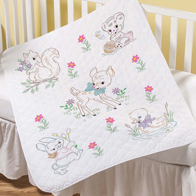 Bucilla Springtime Animal Baby Quilt Stamped Cross-Stitch Kit