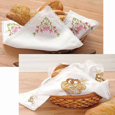 Leisure Arts Bread & Basket Cloth 15.7x15.7 Pink, Stamp Embroidery Cloth,  Bread Cloth, Tea Towels for Bread, Bread Towel, Bread Cloth Cover, Pastry  Cloth