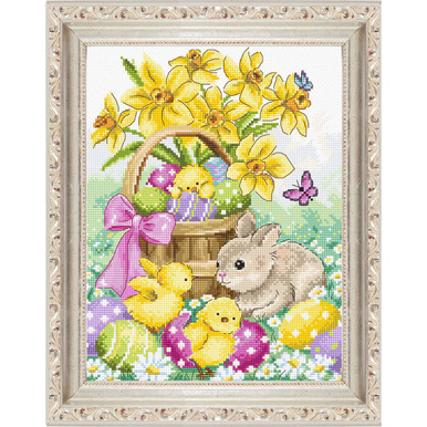 Spring Easter Personalized Cross Stitch Mini Kit w Ornament Frame Chicks  Heart