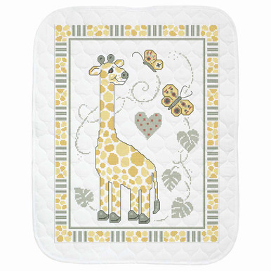 Giraffe and Friends Crib Quilt Top Stamped Cross Stitch Kit
