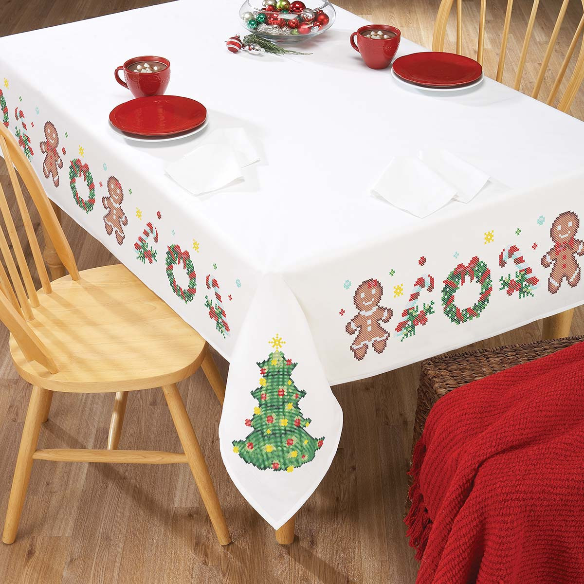 Herrschners Gingerbread Delight Tablecloth Stamped Cross-Stitch